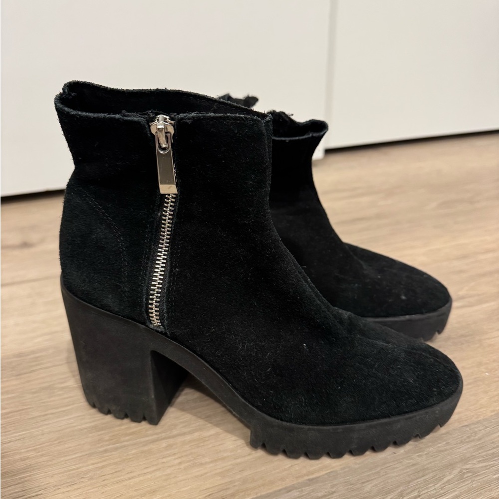 Zara Black Suede Ankle Boots